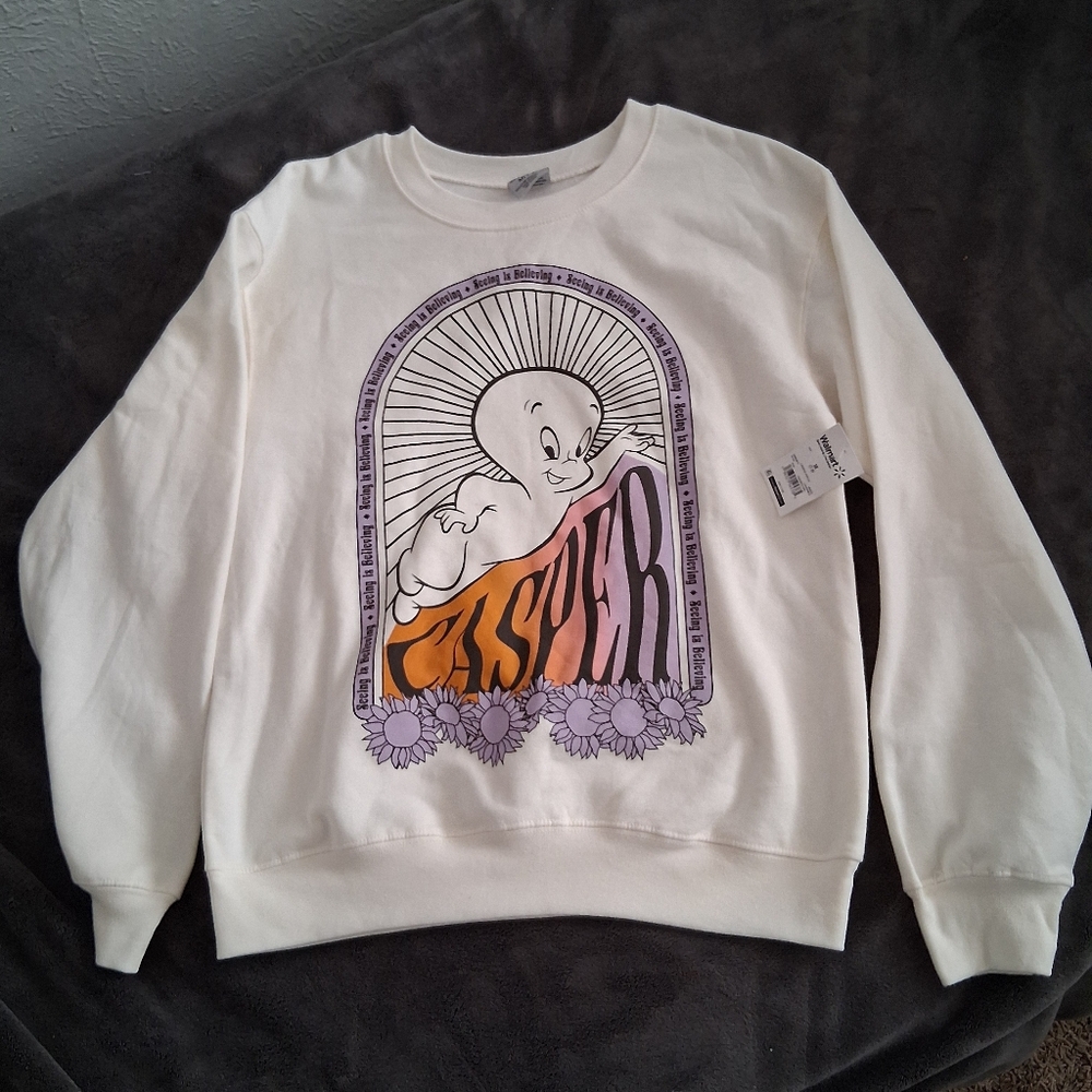 Casper The Friendly Ghost Medium (7-9) Crewneck Sweatshirt Halloween Y2K Comfy